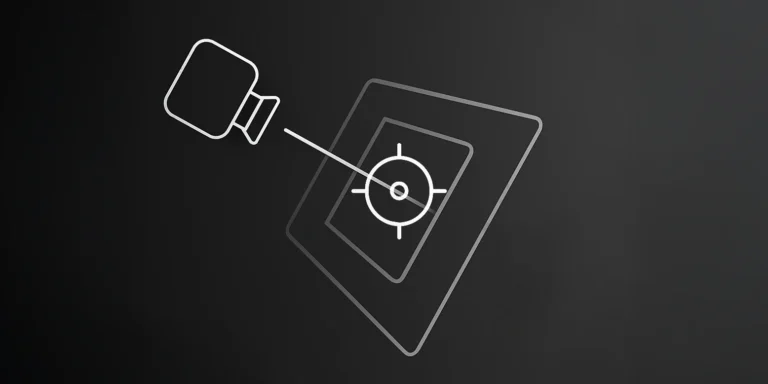 Camera focus diagram showing DOF aligned with orbit target in AVE II